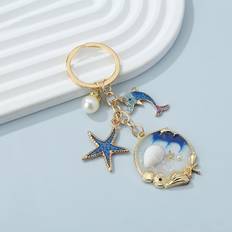 Aluminium Keychains Shein Starfish & Dolphin Charm Keychain for gifts, wallets, school bags, backpacks, satchels