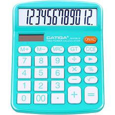 Calculators Catiga Skrivbordsräknare 12-siffrig med stor LCD-skärm och känslig knapp, sol och batteri dubbelström, standardfunktion för kontor, hem, skola, CD-2786 ljusblå