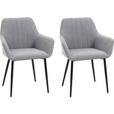 Homcom Upholstered Light Grey Kitchen Chair 81cm 2pcs