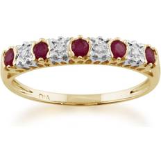 Ruby Rings Gemondo Classic Half Eternity Ring - Gold/Ruby/Diamonds