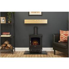 Fireplaces Adam Oak Hearth Stove Pipe with Aviemore Stove in Black Neutral