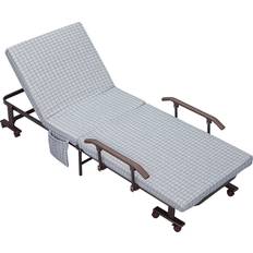 Camping & Outdoor Homcom Klappbett mit Rollen grau 190L x 76B x 33H cm gästebett mit rollen sessel mit verstellbarer rückenlehne reisebett