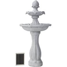 XBrand 44" H Fiberglass/Resin 2-Tier Solar Fountain