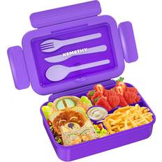 Bento lunch box for kids 4 compartment lunch boxes kids cutlery storage builtin