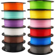 Pla filament bundle MiKA3D 1.75mm 3D Printer Normal PLA Filament 12 Bundle, Most Popular Colors Pack, 1.75mm 500g per Spool, 12 Spools Pack, Total 6kgs Material with One Bottle of 3D Printer Stick