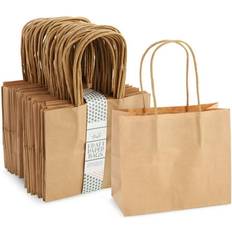 Party Supplies Sparkle and Bash 50 pack small kraft paper gift with for birthday party, 6 x 5"