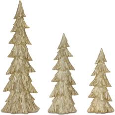 Hanging Figurines Melrose Set of 3 Gold Christmas Pine Tree Top Figurine