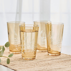 Drink Glasses on sale Fitz and Floyd Wildflower 16Oz Highball Gold Drink Glass 4