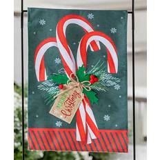 Polyester Fire Pits & Fire Baskets Evergreen Candy Cane Burlap Garden Flag