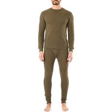 Cotton - Men Base Layers Smith's Workwear Men's Crew Neck Long Sleeve Thermal Set - Black Olive