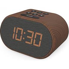 Alarm Clocks I-BOX i-box Lite Alarm Clock for Bedroom with USB Charger LED Backlit Display FM Radio Wood