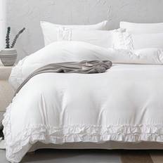 Textiles Shein White Ruffle Set 3 Pieces Duvet Cover White