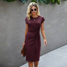 Shein Twist Solid Fitted Dress