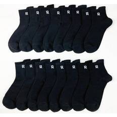 Shein Kläder Shein 8pairs Black Men's & Autumn Alphabet R Mid-calf Socks, Fashionable Style