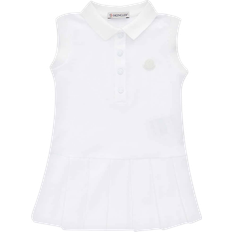 Moncler Brand Patch Stretch Cotton Pique Dress - White