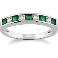 Gemondo Classic Square Emerald & Diamond Half Eternity Ring 9ct White Gold
