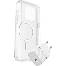 Accessoires de téléphones portables OtterBox KIT EU Set étui verre de protection chargeur Apple iPhone 15 Pro Max transparent, blanc compatible avec MagSafe