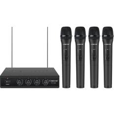 Phenyx Pro 4 Channel VHF Wireless Microphone, Phenyx Pro 4-Channel Wireless Microphone System with 4 Handheld Mics, Metal Receiver, Long Distance Operation