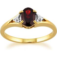 Granater Ringar Gemondo Classic Oval Garnet & Diamond Ring in 9ct Yellow Gold