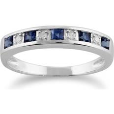 Safirer Ringar Gemondo Square light blue sapphire & diamond half eternity ring in 9ct white gold