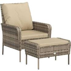vidaXL Patio Chair with Footstool Poly