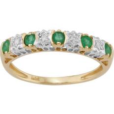 Yellow Rings Gemondo Classic Emerald & Diamond Eternity Ring in 9ct Yellow Gold