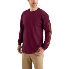 Carhartt Violet T-shirts Carhartt Logo Longsleeve - Mauve Foncé/Marron