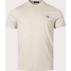 Fred Perry Ringer T-shirt - Light Oyster/Valkoinen