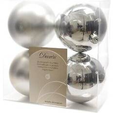 Decoris 22166 Shatterproof Silber Weihnachtsbaumschmuck