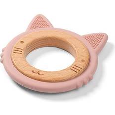 Naturel Jouets de dentition BabyOno Anneau de dentition en bois et silicone Chaton