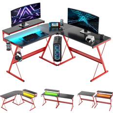 Corner desk led Bestier L Shaped Gaming Computer Desk with LED RGB Modern Corner Study