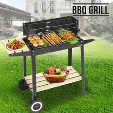 BBQs Small Portable BBQ Grill Smoker with Garden Wheels