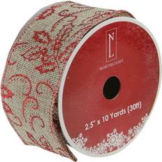 Ribbons, Tapes & Trims Northlight Red and Beige Christmas Wired Craft Ribbon 2.5 x 10 Yards