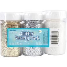 Advantus Glitter Variety Pack 2oz 3/Pkg-Gold, Silver & Crystal