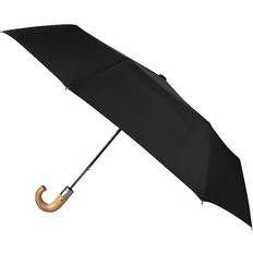 Totes Eco Auto Open Umbrella With Wood Crook Handle