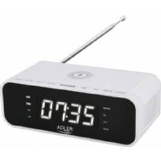 Adler AD1192W Clockradio m/Qi FM/Bluetooth Hvid