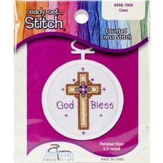 Yarn & Needlework Supplies Janlynn Mini Counted Cross Stitch Kit 2.75" Oval-Cross 18 Count 998-7006