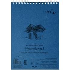 Blå Akvarelpapir SM.LT AB-35TS Authentic Line A4 Watercolour Pad Natural White Paper 280 gsm 35 Pages Blue