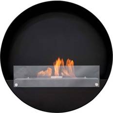 Væghængt brændeovn Cach Fires Unik sort rund væghængt biopejs 80 cm Sort