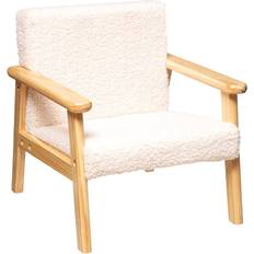 Fauteuils Atmosphera Fauteuil En Bois Basile Ecru Blanc L 43 x H 46 cm