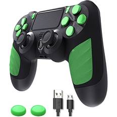 Game Controllers Wireless Controller compatible with PS4,Gamepad for PS 4 controllers PS-4/ Pro/ Slim PC Game Console With 1000mAh Rechargeable Battery, Double Vibration and Audio Function Green