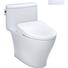 Toilets Toto WASHLET Nexus One-Piece Elongated 1.28 GPF Toilet with Flush S7A Contemporary Bidet Seat White MW6424736CEFGA#01