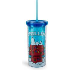 Avec Poignée Verres Silver Buffalo Peanuts Snoopy Chillin Acrylic Carnival Cup with Lid and Straw 20 Ounces Verre