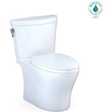 Toilets Toto Aquia IV Arc Two-Piece Elongated Dual Flush 1.28 and 0.9 GPF Universal Height Toilet with CEFIONTECT WASHLET Ready White MS448124CEMFGN#01