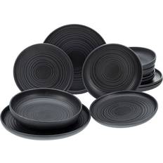 Creatable Uno Stoneware Dinnerware of 12 Black Dinner Set 12pcs