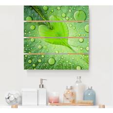 Pflastersteine Klebefieber Holzbild Plankenoptik Blumen Quadrat Herz aus Morgentau