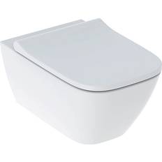 Geberit Wassertoiletten Geberit smyle square set wand-wc tiefspüler rimfree, geschlossene form, wc-sitz