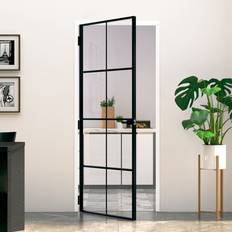 Aluminium Interior Doors vidaXL Black 83 201.5 cm Tempered Glass Aluminium Interior Door Clear Glass (30x200cm)