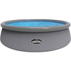 Freestanding Pools Dellonda 15ft/450cm Round Garden Kids Swimming Pool & Pump Gray Rattan Effect