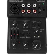 Studio Mixers Rockville 5 Channel Pro Mixer w/USB Interface, Bluetooth, Echo, EQ